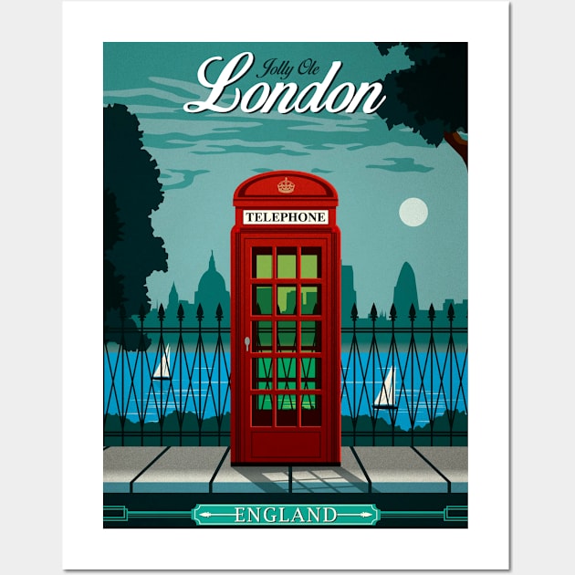 Vintage Travel Poster - London Phone Booth - Not Tardis Wall Art by Starbase79